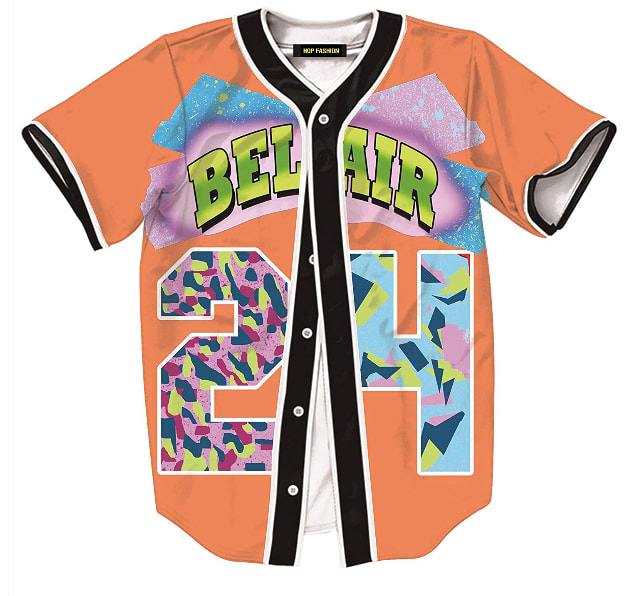 HOP FASHION Unisex 90s Theme Party Hip Hop Bel Air Baseball Jersey
